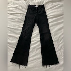 Zara Black Flared Raw Hem Jeans